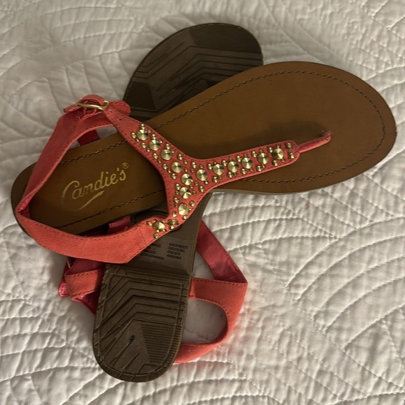 Candies - gold studded sandals (woman’s size 9) Peach/Salmon color - Picture 11 of 16